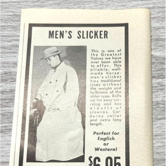H Eiser Mens Fashion Vintage Print Ad 1960s Raincoat Slicker Western Ranch - Picture 4 of 6